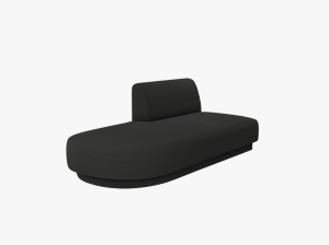 MODUL SEZLONG MILEY, PE STANGA, NEGRU, CU TAPITERIE DIN TEXTIL BOUCLE BALOO, MICADONI