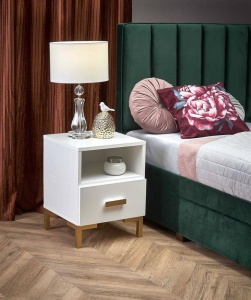 NOPTIERA SILVIA, 40X40 CM, ALB/AURIU, DIN PAL LAMINAT SI POLIPROPILENA, STIL MODERN - Img 1