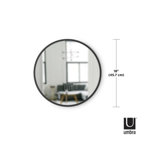 OGLINDA DE PERETE ROTUNDA, HUB, NEAGRA, 46 CM, STIL MODERN, B2 - Img 3
