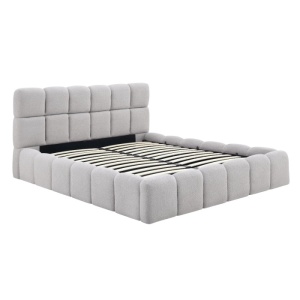 PAT 160X200CM, ARTIM MEBLE, CU SPATIU DE DEPOZITARE, REALIZAT DIN TEXTIL BOUCLE GRI, STIL MODERN - Img 4