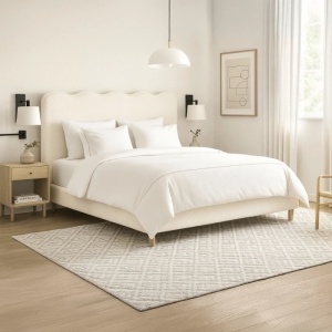 PAT 160X200CM, ARTIM MEBLE, CU SPATIU DE DEPOZITARE, REALIZAT DIN TEXTIL BOUCLE CREM, STIL MODERN - Img 2