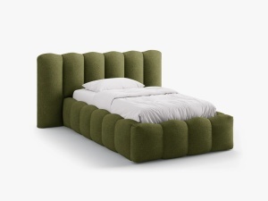 PAT SINGLE LUPINE, VERDE MASLNIU INCHIS, CU TAPITERIE DIN TEXTIL BOUCLE BALOO, MICADONI