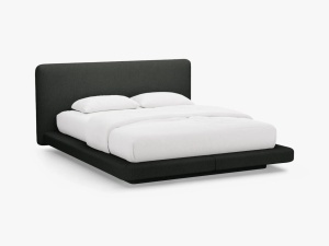PAT TAPITAT LINEA, 140X200, NEGRU, CU TAPITERIE DIN TEXTIL BOUCLE BALOO, MICADONI