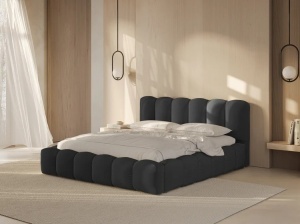 PAT TAPITAT LUPINE, 140X200, GRI ANTRACIT, SOMIERA RABATABILA, CU TAPITERIE DIN TEXTIL STRUCTURAT MOLYBDEN, MICADONI