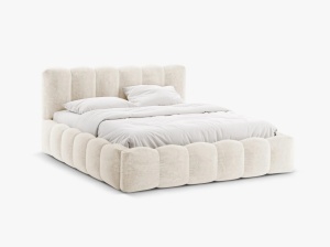 PAT TAPITAT LUPINE, 200X200, BEJ DESCHIS, SOMIERA RABATABILA, CU TAPITERIE DIN TEXTIL CHENILLE PERFECT ARMONY, MICADONI