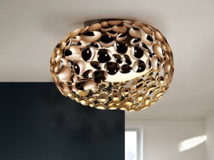 PLAFONIERA NARISA, 47 CM, AURIU ROSE/MARO INCHIS/OPAL, DIN METAL SI ACRIL, STIL MODERN