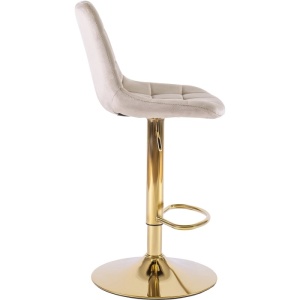 SCAUN BAR, ARTIM MEBLE, REALIZAT DIN CATIFEA SI METAL, CULOARE BEJ/AURIU, STIL MODERN - Img 5