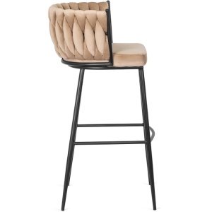 SCAUN BAR, ARTIM MEBLE, REALIZAT DIN CATIFEA SI METAL, CULOARE BEJ/NEGRU, STIL MODERN - Img 4