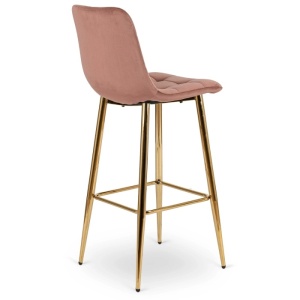 SCAUN BAR, ARTIM MEBLE, REALIZAT DIN CATIFEA SI METAL, CULOARE ROZ/AURIU, STIL MODERN - Img 3