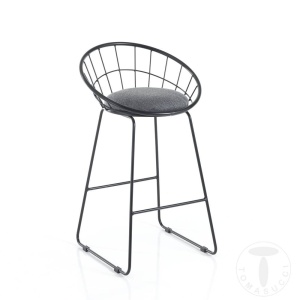 SCAUN BAR, AZA BLACK 85CM, CADRUL DIN METAL SI STOFA GRI, STIL MODERN, COD 4633