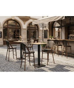 SCAUN BAR DE TERASA MATTEO, REALIZAT DIN ALUMINIU SI TEHNORATAN, CULOARE NUC, PENTRU UZ COMERCIAL, ARTIM GROUP SELECTION - Img 5
