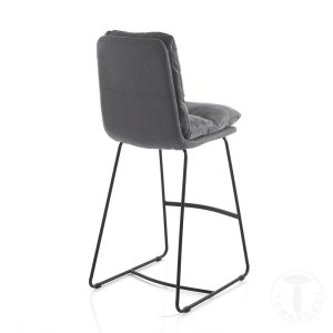 SCAUN BAR, LEONEL, 110CM, GANA, CADRUL DIN METAL SI CATIFEA GRI, STIL MODERN, COD 4239 - Img 3