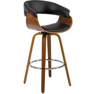SCAUN BAR ROTATIV, ARTIM MEBLE, REALIZAT DIN PIELE ECO, FURNIR, LEMN SI METAL, CULOARE NUC, NEGRU/NATUR, STIL MODERN - Img 2