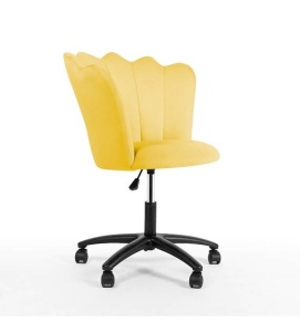 SCAUN BIROU PRINCESSA, GALBEN/NEGRU, TAPITERIE DIN CATIFEA SI PICIOARE DIN METAL, STIL MODERN