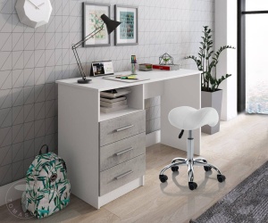 SCAUN CABINET, KAIO WHITE, METAL SI PIELE ECO, COD 4582 - Img 5