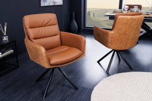 SCAUN CONFORTABIL, BIG GEORGE, PIELE NATURALA SI PICIOARE METAL, COD 43637, ROTATIV - Img 1