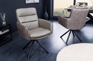 SCAUN CONFORTABIL, BIG GEORGE, PIELE NATURALA SI PICIOARE METAL, COD 43635, ROTATIV - Img 1