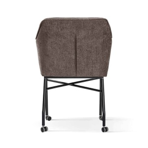 SCAUN CU ROTI MALAGA WHEELS, MARO/NEGRU, TAPITERIE DIN STOFA SI PICIOARE DIN METAL, STIL MODERN - Img 3