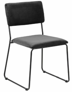 SCAUN CU TAPITERIE DIN VELUR CORNELIA ANTRACIT STIL MODERN B2