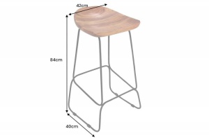 SCAUN DE BAR 85CM, MAMMUT, DIN LEMN MASIV SI METAL, COD 43671, DESIGN INDUSTRIAL - Img 4
