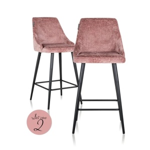 SCAUN DE BAR BROOKE ROSE CHENILLE, S4700, CONFECTIONAT DIN 100% POLIESTER SPUMA SI METAL, RICHMOND INTERIORS