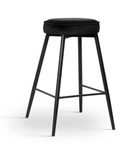 SCAUN DE BAR CIRCO 60, NEGRU/NEGRU, STIL MODERN, CONFECTIONAT DIN METAL SI CATIFEA