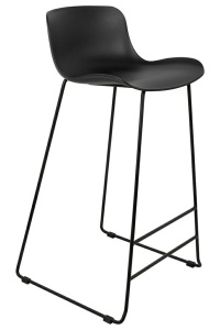 SCAUN DE BAR COMA 76, NEGRU, CONFECTIONAT DIN POLIPROPILENA SI METAL, STIL MODERN