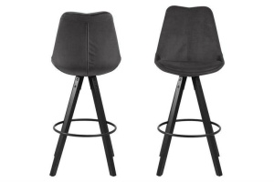 SCAUN DE BAR DIMA GRI INCHIS/NEGRU, CU TAPITERIE DIN CATIFEA, B2 - Img 2