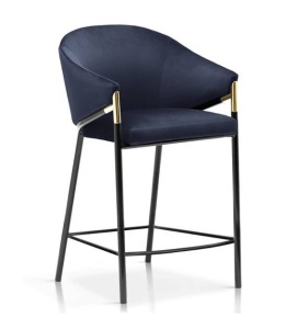 SCAUN DE BAR FANCY 60, ALBASTRU/NEGRU/AURIU, STIL MODERN, ATR