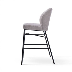 SCAUN DE BAR IRYS, 60 CM, GRI/NEGRU, TAPITERIE DIN STOFA SI PICIOARE DIN METAL, STIL MODERN - Img 3