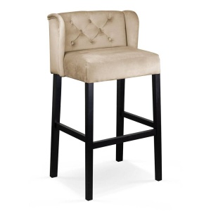 SCAUN DE BAR MANCHESTER 60, BEJ/NEGRU, confectionat din lemn de fag si catifea