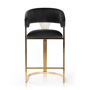 SCAUN DE BAR MARCILLE 60, NEGRU/AURIU, STIL MODERN - Img 2