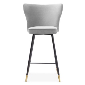 SCAUN DE BAR MODENA, 60 CM, GRI/NEGRU/AURIU, TAPITERIE DIN CATIFEA SI PICIOARE DIN METAL, STIL MODERN
