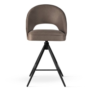 SCAUN DE BAR PIVOTANT PONTE SUPREME TWIST, 70 CM, BEJ INCHIS/NEGRU, TAPITERIE DIN CATIFEA SI PICIOARE DIN METAL,STIL MODERN,ATR - Img 2