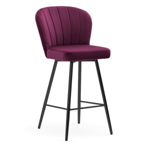 SCAUN DE BAR SHELLY 60, BORDO/NEGRU, STIL MODERN, CONFECTIONAT DIN METAL SI CATIFEA