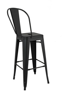 SCAUN DE BAR TOWER BIG BACK 76 PARIS, NEGRU, CONFECTIONAT DIN METAL LACUIT, STIL VINTAGE INDUSTRIAL - Img 3