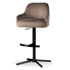 SCAUN DE BAR, TULIP SUPREME CROSS, BEJ/NEGRU, TAPITERIE DIN TEXTIL, SPUMA, ARCURI SI METAL, STIL MODERN