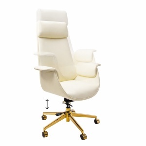 SCAUN DE BIROU DE LUX, ARTIM ADMIRAL, REALIZAT PIELE ECO DE CALITATE SI METAL, CULOARE ECRU/AURIU, STIL MODERN - Img 2