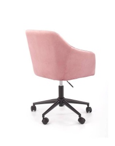 SCAUN DE BIROU FRESCO, ROZ/NEGRU, TAPITERIE DIN CATIFEA SI PICIOARE DIN METAL, STIL MODERN - Img 6