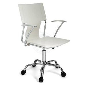 SCAUN DE BIROU, LYNX WHITE, STIL MODERN, DIN METAL SI PIELE ECO, COD 1447