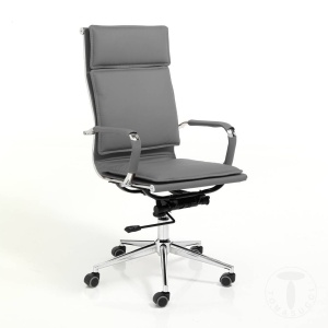 SCAUN DE BIROU, PREMIER GREY, STIL MODERN, METAL SI PIELE ECO, COD 4406