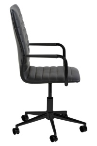 SCAUN DE BIROU WINSLOW, NEGRU, DIN PIELE ECOLOGICA SI METAL, STIL MODERN - Img 6
