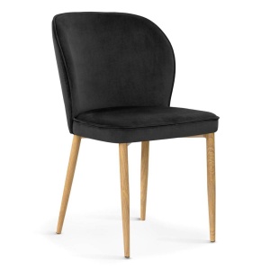 SCAUN DINING AINE, NEGRU/STEJAR, TAPITERIE DIN CATIFEA SI PICIOARE DIN METAL, STIL MODERN
