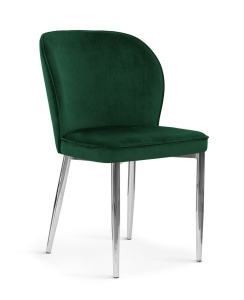 SCAUN DINING AINE, VERDE/CROM, TAPITERIE DIN CATIFEA SI PICIOARE DIN METAL, STIL MODERN