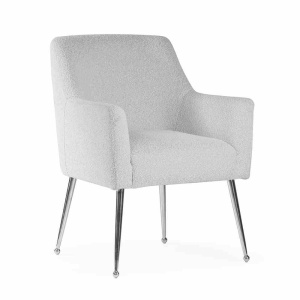 SCAUN DINING AMADEUS, GRI/CROM, TAPITERIE DIN STOFA FINA SI PICIOARE DIN METAL, STIL MODERN