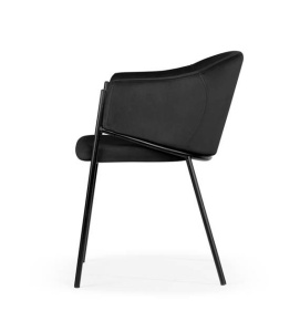 SCAUN DINING ANTALA, NEGRU/NEGRU, TAPITERIE DIN CATIFEA SI PICIOARE DIN METAL, STIL MODERN, ATR - Img 3