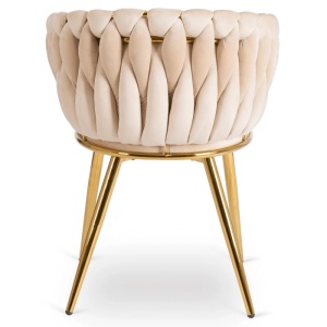 SCAUN DINING, ARTIM MEBLE, REALIZAT DIN METAL SI CATIFEA, CULOARE CREM/AURIE, STIL MODERN - Img 9