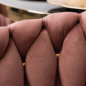 SCAUN DINING, ARTIM MEBLE, REALIZAT DIN METAL SI CATIFEA, CULOARE ROZ/AURIE, STIL MODERN - Img 5