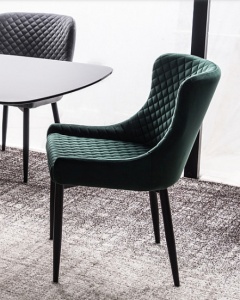 SCAUN DINING COLIN B, VERDE BLUVEL 78/NEGRU MAT, TAPITERIE DIN CATIFEA SI PICIOARE DIN METAL, STIL MODERN - Img 3