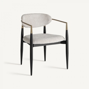 SCAUN DINING CROSSAC, ALB SI NEGRU, REF. 35240, PRELUCRAT MANUAL, CONFECTIONAT DIN METAL SI TEXTIL, STIL MODERN